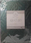 Blissful Living Twin Quilt Set Green/grey Lightweight Soft Stitched Bedding. Fixed Price $30.00.