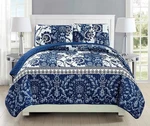 Linen Plus Full/queen 3PC Quilted Bedspread Quilt, Blue,white. Fixed Price $31.55.