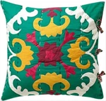 Anthropologie Dalian Euro Sham Green Yellow Hand Embroidered Cotton Nwt Nip. Fixed Price $48.51.