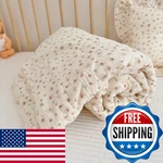 Bulutu Pink Flower Print Toddler Quilted Blanket Chic Shabby Floral Kids Quilts. Fixed Price $103.11.