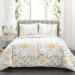 Lush Decor Aprile Reversible Floral Quilt Size 3 King, Yellow & Gray. Fixed Price $102.28.