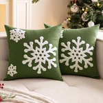 Woaboy Pack Of 2 Christmas Dark Green Throw Pillow Covers Decorative Snowflak.... Fixed Price $30.34.