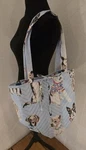 Mainstays Reversible Quilted Tote Bag Dog Print Blue Red Striped Shoulder. Fixed Price $19.44.
