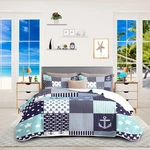 Nautical Bedding Queen Size Coastal Quilt With 2 Shams, Beach Comfort.... Fixed Price $69.79.