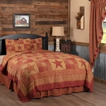 Ninepatch Star King Quilt Set Two Shams Patchwork Country Primitive. Fixed Price $208.75.
