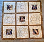 Handmade Nature Owl Themed Lap Quilt- 48" X Vintage Nos Embroidered Blocks. Fixed Price $85.00.