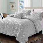 Menghomeus Grey And Silver Comforter Set Queen/full Metallic Print Geometric .... Fixed Price $81.69.