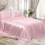 Homiest 3PCS Satin Sheets Set Luxury Silky Bedding With Deep Pocket, 1. Fixed Price $16.99.