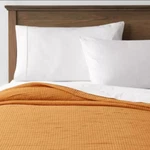 King Size Double Cloth Quilt / Coverlet Mustard - Threshold. Fixed Price $69.99.
