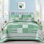 Green Patchwork King Quilt Bedding Set, Summer Plaid Bedspreads, 3 Pieces. Fixed Price $37.99.