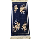 Antique Chinese Art Deco Rug Royal Blue Floral Fringe 2'X4' Nichols Hand Knotted. Fixed Price $148.20.