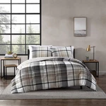 Twin Comforter Set Reversible Plaid Normandy Grey Oeko Tex Eddie Bauer Bedding. Fixed Price $124.99.