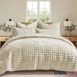 Luxury Velvet Quilt Set Ultra Soft Comfy Bedding Elegant Home Decor Pillow Shams. Fixed Price $145.90.