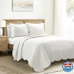 Lush Decor Coastal Chic Scalloped Edge Reversible Cotton Quilt 3 Piece Set. Fixed Price $161.41.
