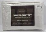 Home Collections Velvet Quilt Set Queen White 3 Pc Bedding Soft Plush Coverlet. Fixed Price $39.99.