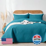 Oarage Queen Quilt Bedding Set Soft Lightweight Teal Bedspread With Leaf Pattern. Fixed Price $51.22.
