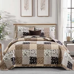 Menghomeus Brown Quilt Set King Boho Patchwork Bedspread Floral Coverlet. Fixed Price $41.74.