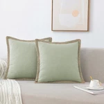 Nordeco Home Set Of 2 Throw Pillow Covers - Burlap Linen Trimmed Tailored Edges. Fixed Price $25.92.
