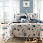 Madison Park Quilt Set Cottage Coastal Design, Starfish Print - All Season, C.... Fixed Price $106.29.