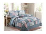 Cozy Line Home Fashions French Country Cottage 3-PIECE Blue Pink Patchwork Fl.... Fixed Price $117.59.