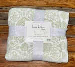 Nicole Miller Queen Cotton Reversible 3 Pc Quilt & Sham Set Green Floral Scallop. Fixed Price $119.97.