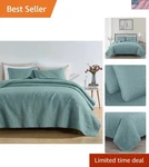 Austin 3-PIECE Oversized Bedspread Coverlet Set King, Spa Blue, 118 By 106-IN.... Fixed Price $87.44.