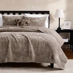 Velvet Queen Size Quilt Set - Brown Taupe Tan Camel Striped Pick Stitch Soft .... Fixed Price $48.22.