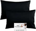 Cotton Standard/queen Pillowcases Set Of 2-500 Thread Count Bed Black. Fixed Price $18.86.