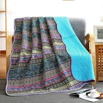 Newlake Quilt Throw Blanket With Reversible Floral Patchwork, Blue Jacquard, .... Fixed Price $50.24.