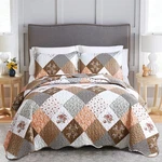 Dinjoy Floral Plaid Patchwork Quilt Set Size, Reversible Twin, Brown. Fixed Price $54.78.