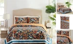 Quilt And 2 Shams, 3-PIECE Reversible All Seasons 100% King Peacock Garden. Fixed Price $96.50.