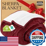 Utopia Bedding Sherpa Blanket Twin Size Red 90X66 Inches - Soft Lightweight. Fixed Price $34.35.