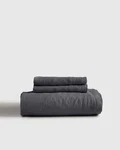 Nwot Quince European Linen Fitted Sheet Set 3 Piece Queen Charcoal Read. Fixed Price $87.00.