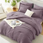 Himeet Size Comforter Set - 7 Pieces Seersucker Bed King, Dusty Purple. Fixed Price $80.44.