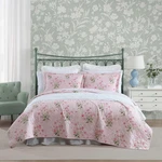Laura Ashley King Quilt Set Reversible, Shams, Coquette - 100% Cotton Premium. Fixed Price $155.59.