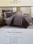 New 68"X86" Wamsutta Bliss Twin Quilted Coverlet Frost Grey 100% Cotton Washable. Fixed Price $38.99.