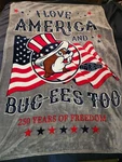 Buc-ees 4TH Of July Gray Plush Throw Blanket 2026 Patriotic Love America 250 Yrs. Fixed Price $30.00.