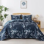 Navy Quilt Queen Size (96X90 Inch), 3 Pieces Floral Lightweight Bedspread, Mi.... Fixed Price $51.44.