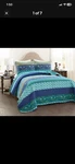 New King Sz Quilt Set W/2 Shams 100% Cotton Nwt Peacock Reversible Macy. Fixed Price $115.00.