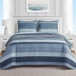 Ridgeport Medium Blue Cotton Quilt Set Lightweight Reversible With Shams. Fixed Price $101.90.