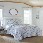 Laura Ashley Ahoy Quilt Set 3PC 100% Cotton Reversible Natural Lightweight. Fixed Price $129.99.