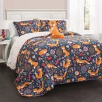 Lush Decor Pixie Fox Reversible Quilt Set, Full/queen, Navy & Orange, 4-PIECE. Fixed Price $78.71.