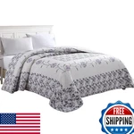 Beatrice Home Fashions Carnation Floral Embroidered Quilted Bedspread. Fixed Price $89.43.