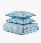 Queen Martha Stewart Olivia Gingham Cotton Blue Quilt Set Nwt Free Shipping. Fixed Price $45.00.