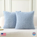 Futei Light Blue Throw Pillow Covers 22X22 Inch Set Of 2,FURRY Faux Teddy Bo. Fixed Price $59.09.