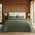 Evergrace Cross Stitch Cotton Quilt Bedding Set Queen 3PC Olive Green- New. Fixed Price $79.99.