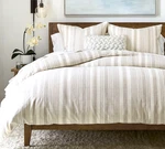 New! Pottery Barn Hawthorne Striped King Duvet And 3 Euro Shams- Taupe/natural. Fixed Price $159.00.