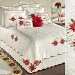 Poinsettia Matelasse Oversized Coverlet Christmas Holiday Bedroom Linens. Fixed Price $26.00.