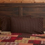 Wyatt Standard Pillow Case Set Of 21X30 Espresso Brown White Windowpane Plaid. Fixed Price $28.95.