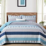 Djy Striped King Size Quilt Set Light Blue Boho Bedspread Coverlet 3 Piece Micro. Fixed Price $55.21.